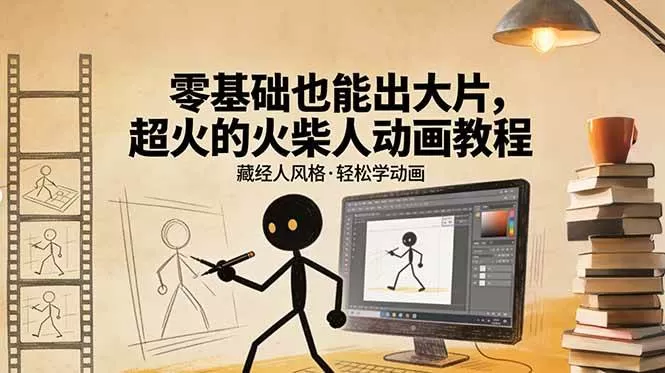 （17464期）零基础也能出大片，超火的火柴人动画教程（藏经人风格）我爱资源网-www.52zy.xyz我爱资源网