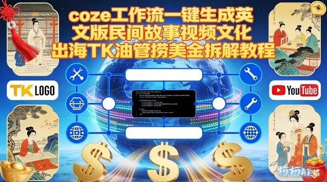 Coze扣子工作流一键生成英文版民间故事视频，文化出海TK油管捞美金拆解教程我爱资源网-www.52zy.xyz我爱资源网
