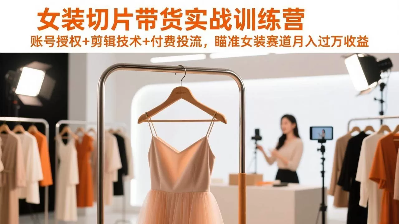 （17357期）女装切片带货实战训练营，账号授权+剪辑技术+付费投流，瞄准女装赛道月入过万收益我爱资源网-www.52zy.xyz我爱资源网