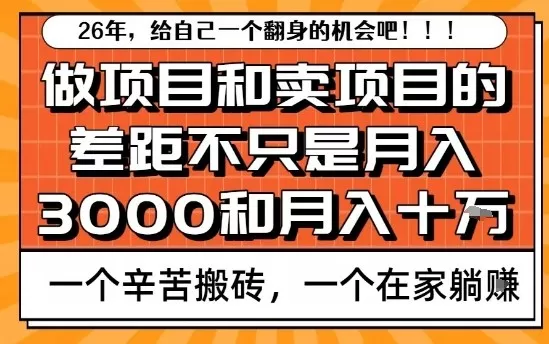 为什么卖项目能轻松月入10个W，而做项目却真正賺不到什么钱？原因竟然是这个！【揭秘】我爱资源网-www.52zy.xyz我爱资源网