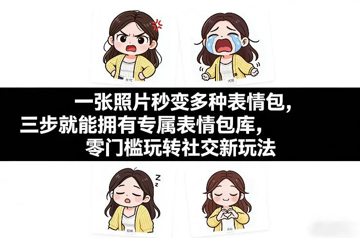 一张照片秒变多种表情包，三步就能拥有专属表情包库，零门槛玩转社交新玩法【文档】我爱资源网-www.52zy.xyz我爱资源网