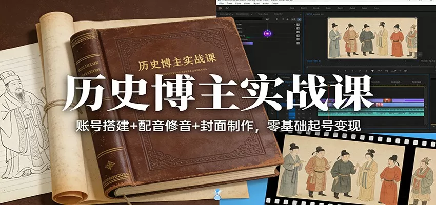 历史博主实战课：账号搭建+配音修音+封面制作，零基础起号变现我爱资源网-www.52zy.xyz我爱资源网