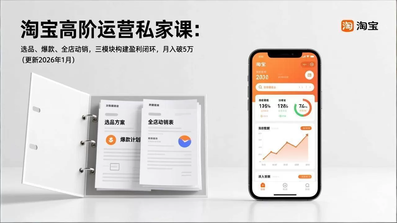 （17280期）淘宝高阶运营私家课：选品、爆款、全店动销，三模块构建盈利闭环，月入破5万（更新26年1月）我爱资源网-www.52zy.xyz我爱资源网