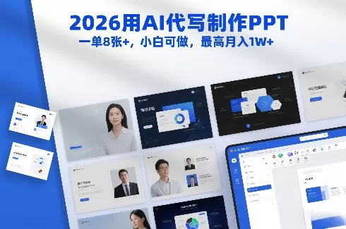 2026用AI代写制作PPT，一单8张+，小白可做，最高月入1W+我爱资源网-www.52zy.xyz我爱资源网