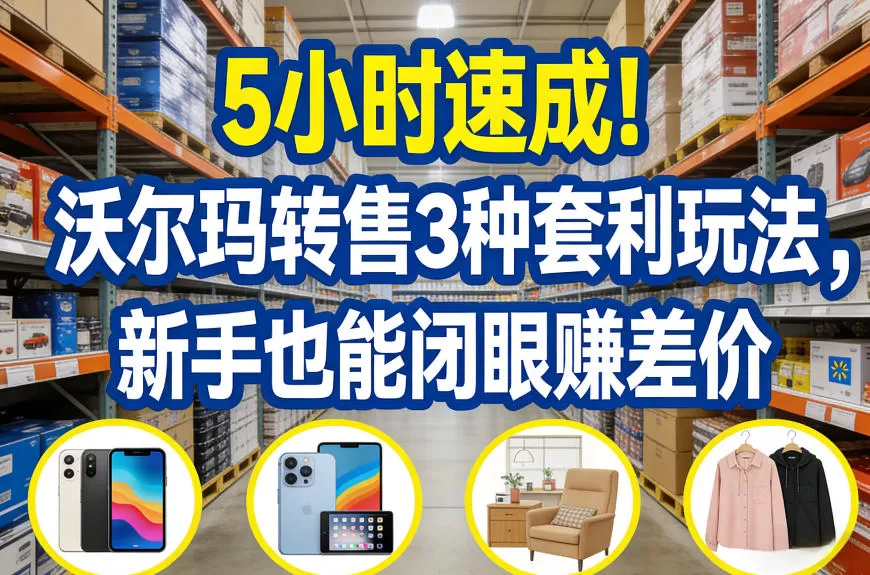 5小时速成！沃尔玛转售3种套利玩法，新手也能闭眼賺差价我爱资源网-www.52zy.xyz我爱资源网