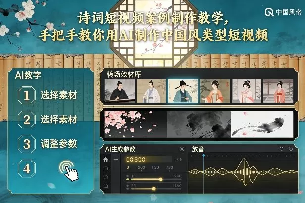 古诗词短视频案例制作教学,手把手教你用AI制作中国风类型短视频我爱资源网-www.52zy.xyz我爱资源网