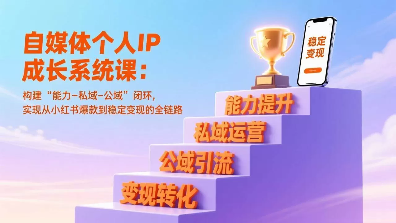 （17192期）自媒体个人IP成长系统课：构建“能力-私域-公域”闭环，实现从小红书爆款到稳定变现的全链路我爱资源网-www.52zy.xyz我爱资源网