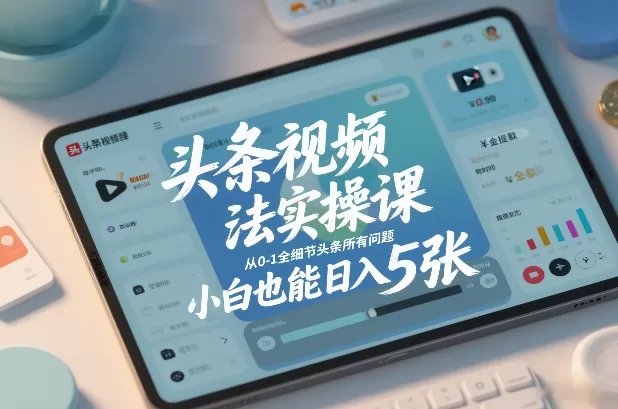 头条视频玩法实操课，从0-1全细节头条所有问题，小白也能日入5张我爱资源网-www.52zy.xyz我爱资源网