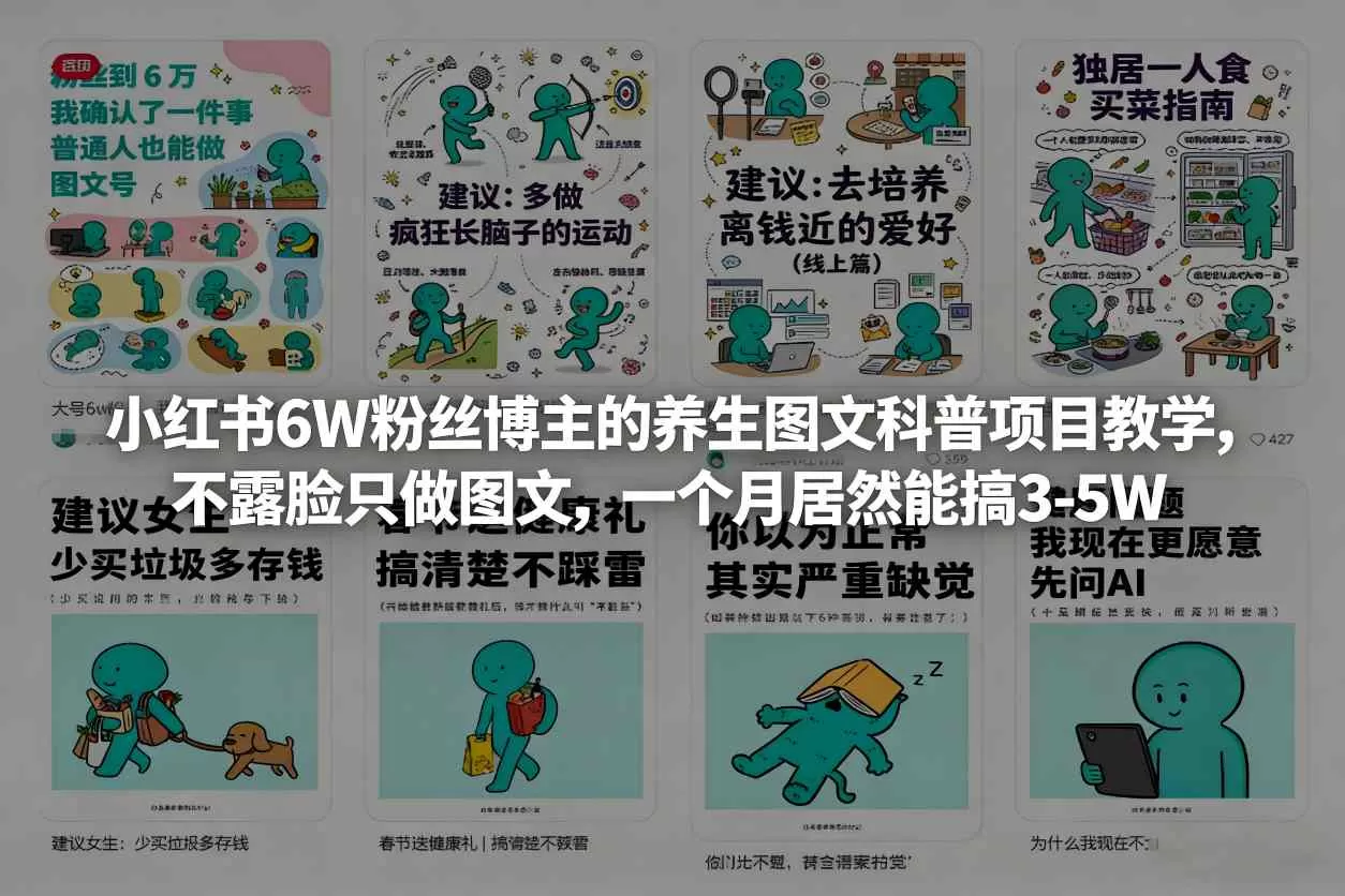 小红书6W粉丝博主的养生图文科普项目教学，不露脸只做图文，一个月居然能搞3-5W我爱资源网-www.52zy.xyz我爱资源网
