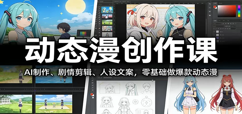 动态漫创作课：AI制作、剧情剪辑、人设文案，零基础做爆款动态漫我爱资源网-www.52zy.xyz我爱资源网
