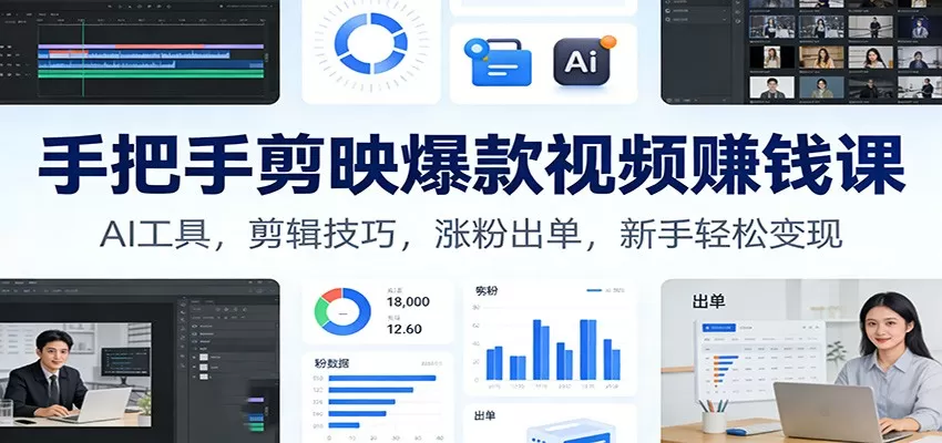 手把手剪映爆款视频赚钱课：AI工具，剪辑技巧，涨粉出单，新手轻松变现我爱资源网-www.52zy.xyz我爱资源网