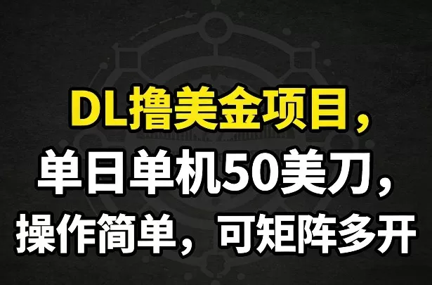 DL撸美金项目，单日单机50美刀，操作简单，可矩阵多开我爱资源网-www.52zy.xyz我爱资源网