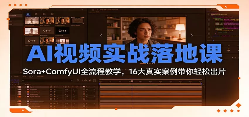 AI视频实战落地课：Sora+ComfyUI全流程教学，16大真实案例带你轻松出片我爱资源网-www.52zy.xyz我爱资源网