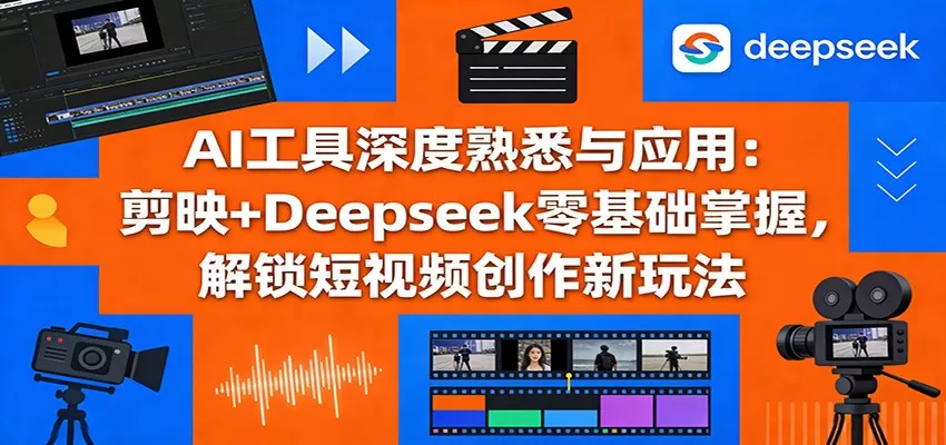 AI工具深度熟悉与应用：剪映+Deepseek零基础掌握，解锁短视频创作新玩法我爱资源网-www.52zy.xyz我爱资源网