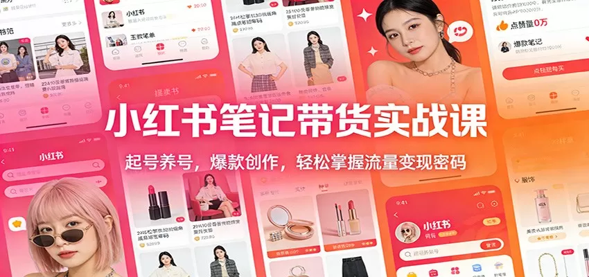 小红书笔记带货实战课：起号养号，爆款创作，轻松掌握流量变现密码我爱资源网-www.52zy.xyz我爱资源网