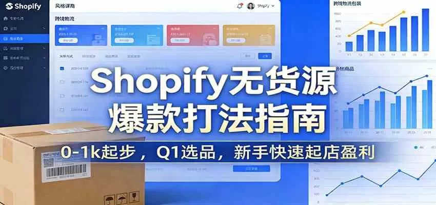 Shopify无货源爆款掘金课：0-1k起步 ，Q1选品，新手快速起店盈利我爱资源网-www.52zy.xyz我爱资源网