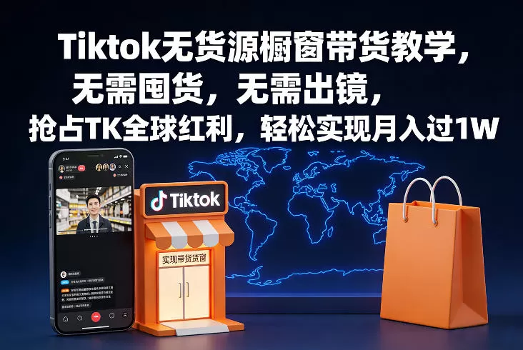 Tiktok无货源橱窗带货教学，无需囤货，无需出镜，抢占TK全球红利，轻松实现月入过1W我爱资源网-www.52zy.xyz我爱资源网