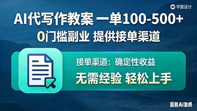（17538期）AI代写作教案，一单100-500+，提供接单渠道，0门槛副业！我爱资源网-www.52zy.xyz我爱资源网