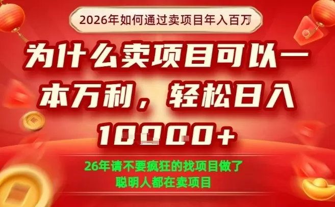一单净利润1K+，26年想年入100个W，死磕卖项目就够了【揭秘】我爱资源网-www.52zy.xyz我爱资源网