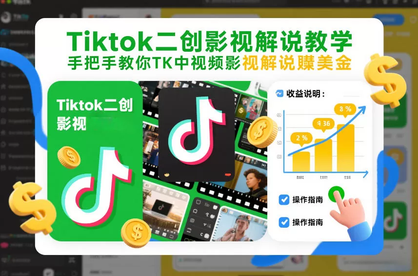 Tiktok二创影视解说教学，手把手教你TK中视频影视解说賺美金（更新26年1月）我爱资源网-www.52zy.xyz我爱资源网