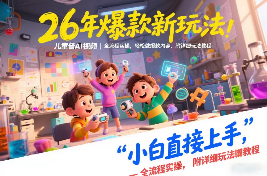 26年爆款新玩法，儿童科普AI视频，全流程实操，轻松做爆款内容，小白直接上手，附详细玩法教程我爱资源网-www.52zy.xyz我爱资源网