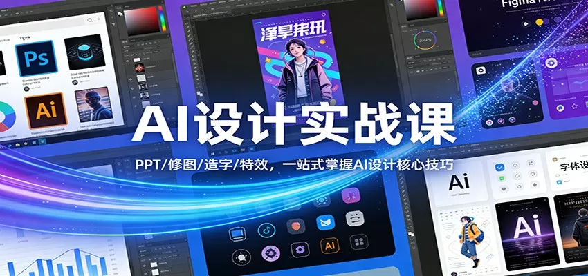 AI设计实战课：PPT/修图/造字/特效，一站式掌握AI设计核心技巧我爱资源网-www.52zy.xyz我爱资源网