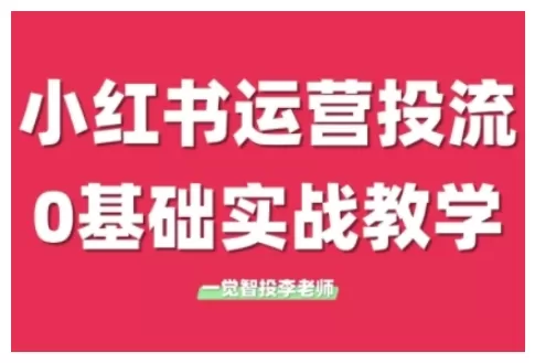小红书运营投流，小红书广告投放从0到1的实战课，学完即可开始投放（更新26年）我爱资源网-www.52zy.xyz我爱资源网