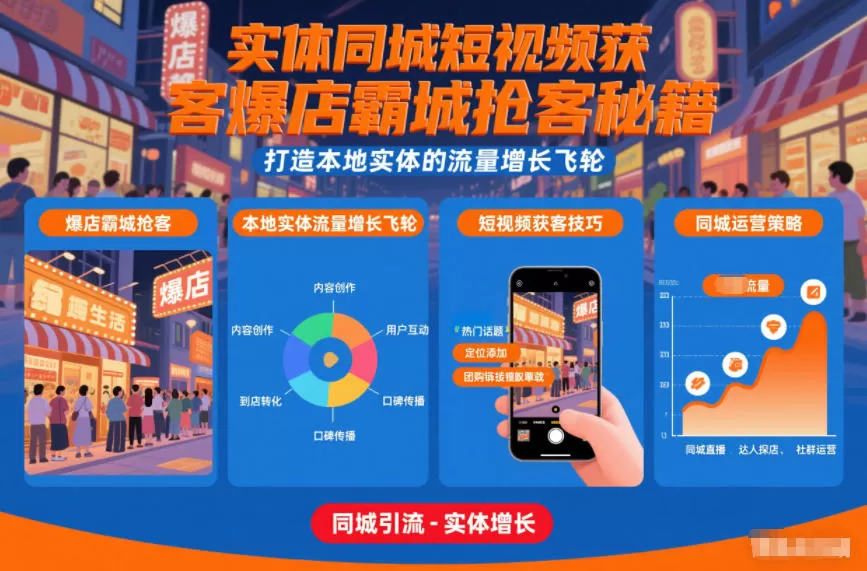 实体同城短视频获客爆店霸城抢客秘籍，打造本地实体的流量增长飞轮我爱资源网-www.52zy.xyz我爱资源网