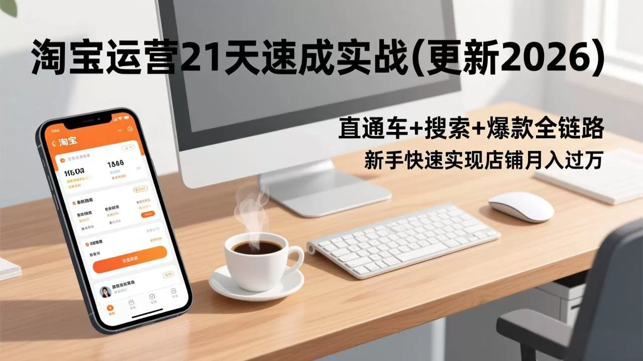 （17201期）淘宝运营21天速成实战(更新2026)，直通车+搜索+爆款全链路，新手快速实现店铺月入过万我爱资源网-www.52zy.xyz我爱资源网