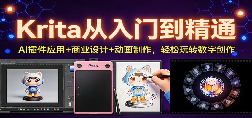 Krita从入门到精通：AI插件应用+商业设计+动画制作，轻松玩转数字创作我爱资源网-www.52zy.xyz我爱资源网