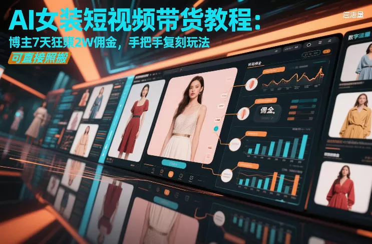 AI女装短视频带货教程：博主7天狂賺2W佣金，手把手复刻玩法，可直接照搬我爱资源网-www.52zy.xyz我爱资源网