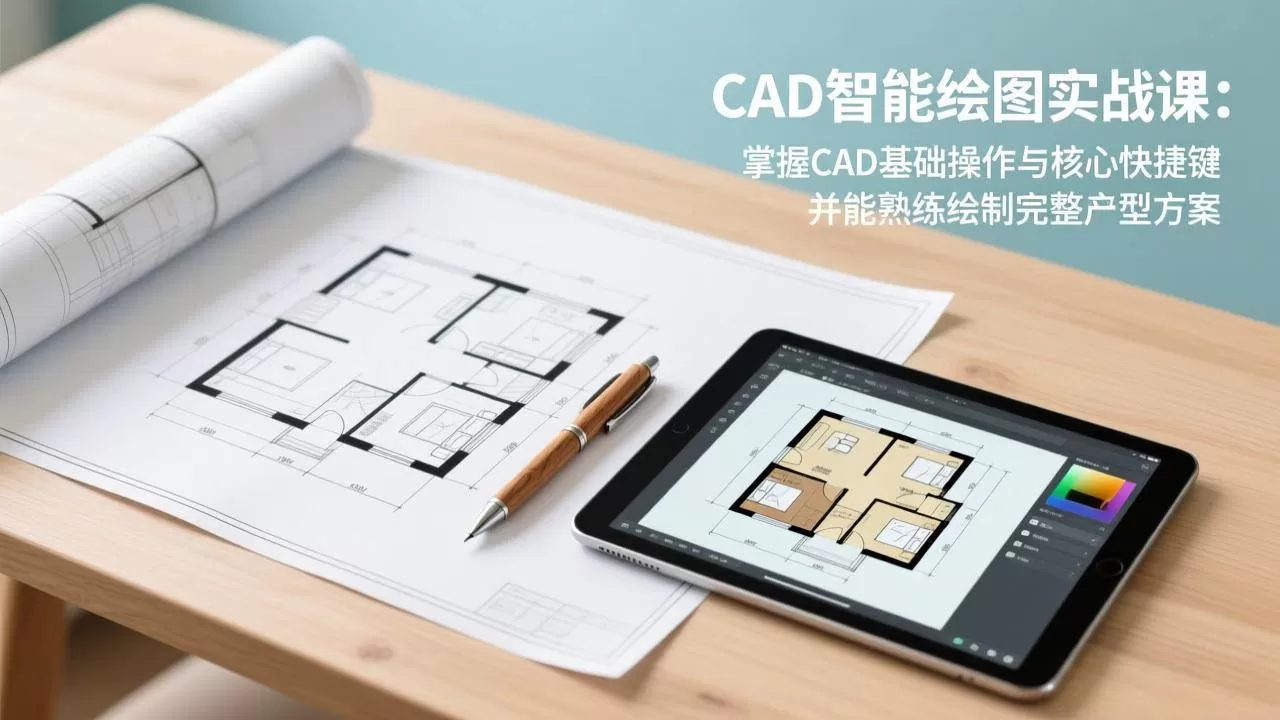 (17348期)CAD智能绘图实战课:掌握CAD基础操作与核心快捷键,并能熟练绘制完整户型方案 (17348期)CAD智能绘图实战课:掌握CAD基础操作与核心快捷键,并能熟练绘制完整户型方案