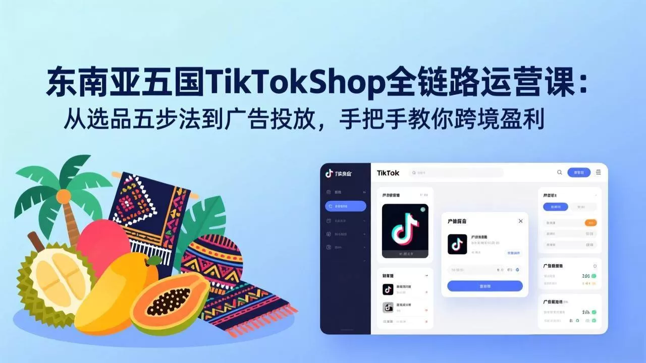 （17511期）东南亚五国TikTok Shop全链路运营课：从选品五步法到广告投放，手把手教你跨境盈利我爱资源网-www.52zy.xyz我爱资源网