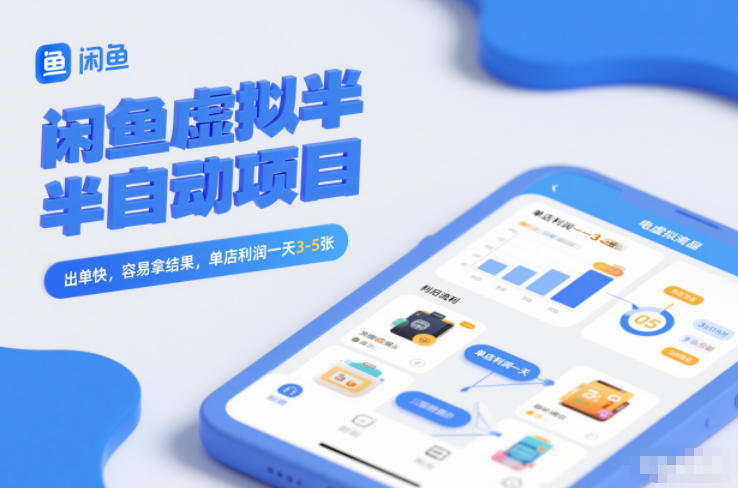闲鱼虚拟半自动项目，出单快，容易拿结果，单店利润一天3-5张我爱资源网-各类项目资源我爱资源网