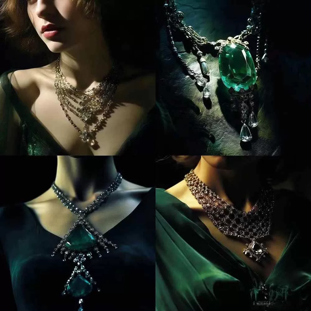 （17272期）460+专业Midjourney珠宝摄影AI提示词+成效果图，戒指/项链/耳环/手链/宝石/及奢侈配饰等全品类