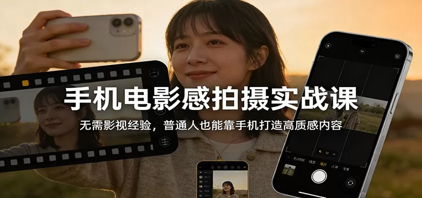 手机电影感拍摄实战课：无需影视经验，普通人也能靠手机打造高质感内容我爱资源网-www.52zy.xyz我爱资源网