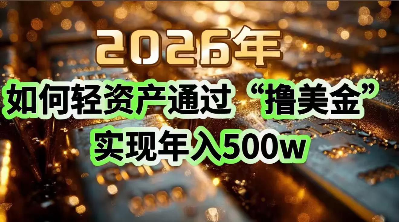 2026年如何轻资产通过“撸美金”实现年入500w我爱资源网-www.52zy.xyz我爱资源网