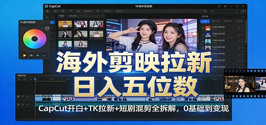 海外剪映拉新日入五位数：CapCut开白+TK拉新+短剧混剪全拆解，0基础到变现我爱资源网-www.52zy.xyz我爱资源网