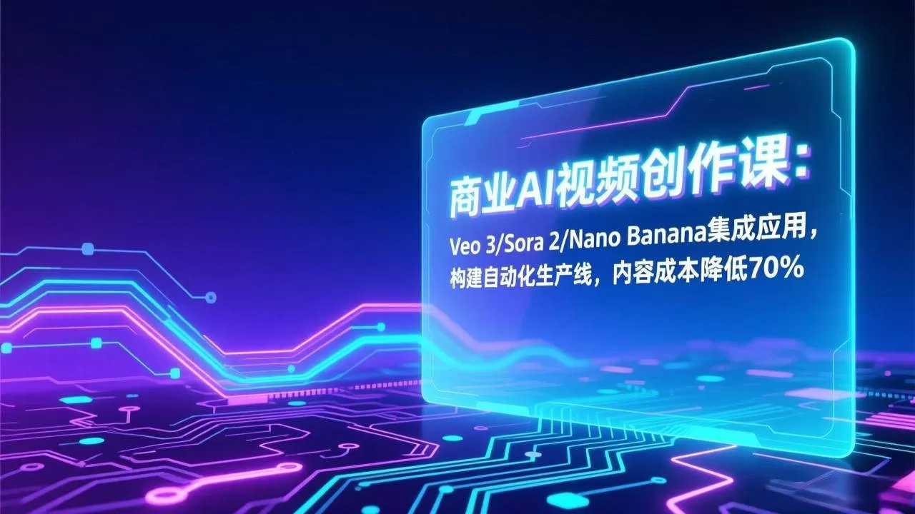 （17070期）商业AI视频创作课：Veo 3/Sora 2/Nano Banana集成应用，构建自动化生产线，内容成本降低70%我爱资源网-www.52zy.xyz我爱资源网