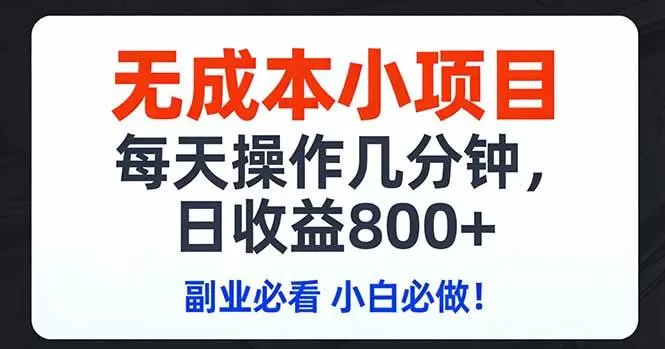 （17447期）无成本小项目,每天操作几分钟,日收益800+ 副业必看 小白必做！我爱资源网-www.52zy.xyz我爱资源网