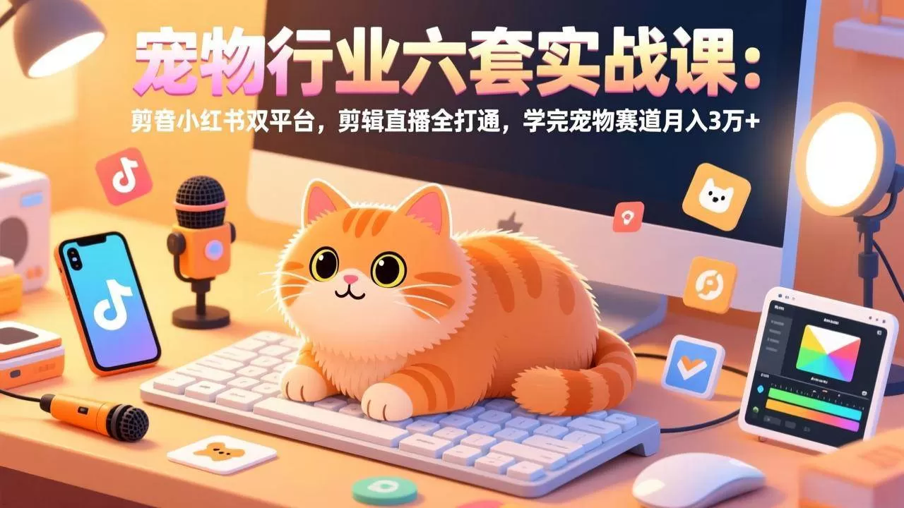 （17411期）宠物行业六套实战课：抖音小红书双平台，剪辑直播全打通，学完宠物赛道月入3万+我爱资源网-www.52zy.xyz我爱资源网