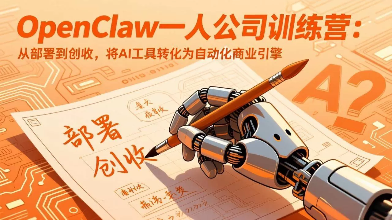 （17540期）OpenClaw一人公司训练营：从部署到创收，将AI工具转化为自动化商业引擎我爱资源网-www.52zy.xyz我爱资源网