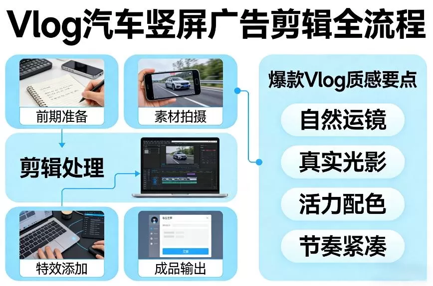 Vlog感觉汽车竖屏广告剪辑脚本全流程，拿捏爆款Vlog质感我爱资源网-www.52zy.xyz我爱资源网