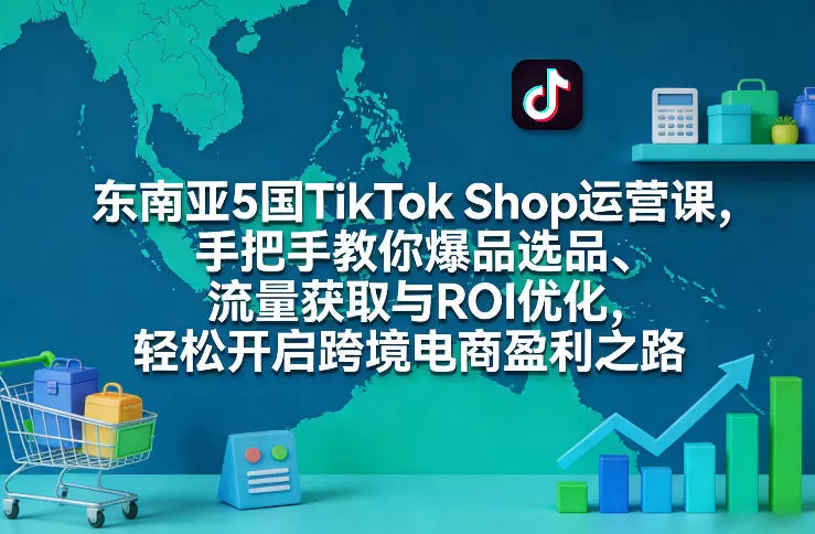 东南亚5国TikTok Shop运营课，手把手教你爆品选品、流量获取与ROI优化，轻松开启跨境电商盈利之路我爱资源网-www.52zy.xyz我爱资源网