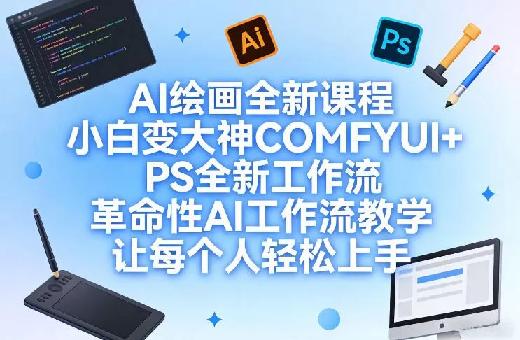 AI绘画全新课程，小白变大神COMFYUI+PS全新工作流，革命性AI工作流教学，让每个人轻松上手我爱资源网-www.52zy.xyz我爱资源网