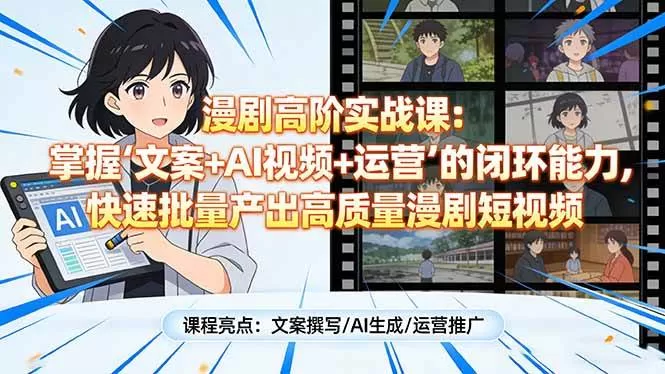 （17461期）漫剧高阶实战课：掌握“文案+AI视频+运营”的闭环能力，快速批量产出高质量漫剧短视频我爱资源网-www.52zy.xyz我爱资源网