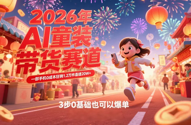 AI童装新春带货赛道，一部手机0成本狂销1.2万件喜提20W+，3步0基础也可以爆单我爱资源网-www.52zy.xyz我爱资源网