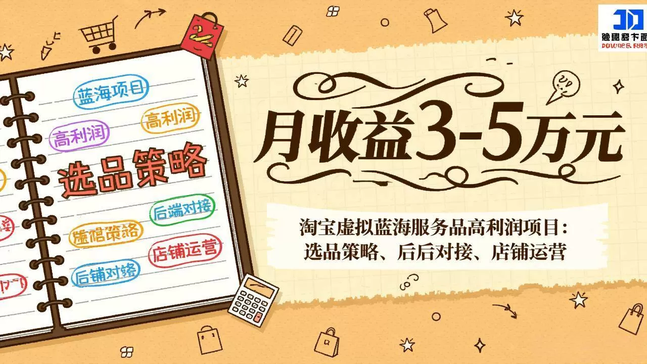 （17283期）淘宝虚拟蓝海服务品高利润项目：选品策略、后端对接、店铺运营，月收益可达3-5万元我爱资源网-www.52zy.xyz我爱资源网