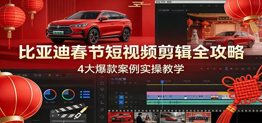 比亚迪春节短视频剪辑全攻略，4大爆款案例实操教学我爱资源网-www.52zy.xyz我爱资源网