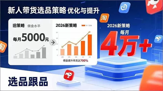 （17480期）新人带货别瞎选品！这套2026全新选品跟品策略，让我的佣金从0做到每月4万+我爱资源网-www.52zy.xyz我爱资源网